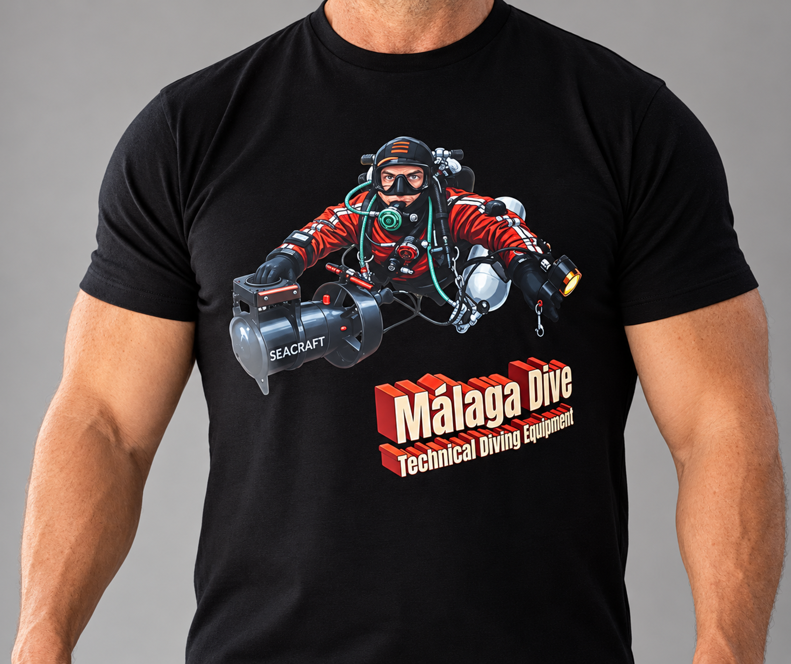 Camiseta Malaga Dive buceador técnico 190g TODO COLOR DTF talla M