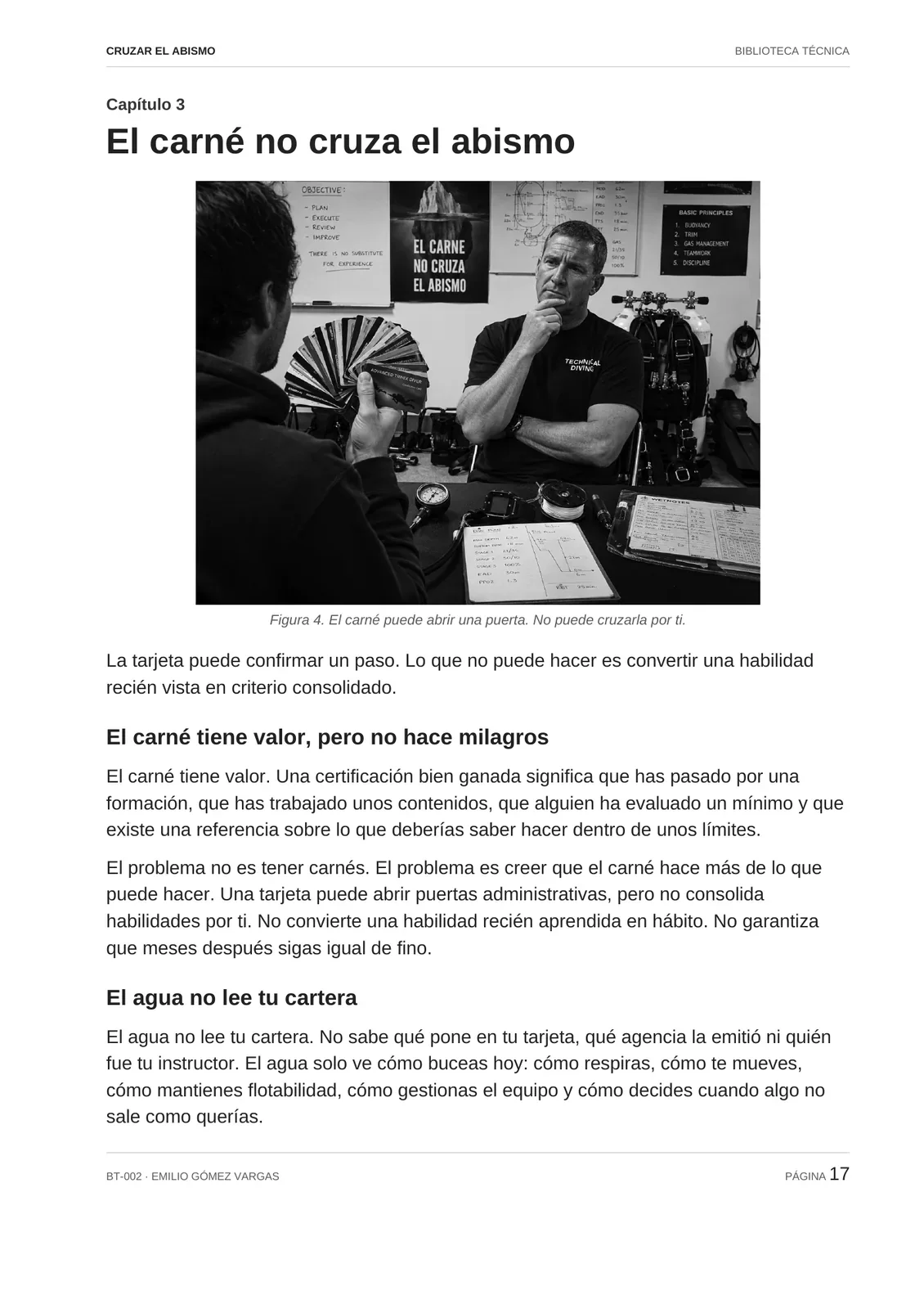 Página 17 del libro Cruzar el abismo como muestra del contenido interior