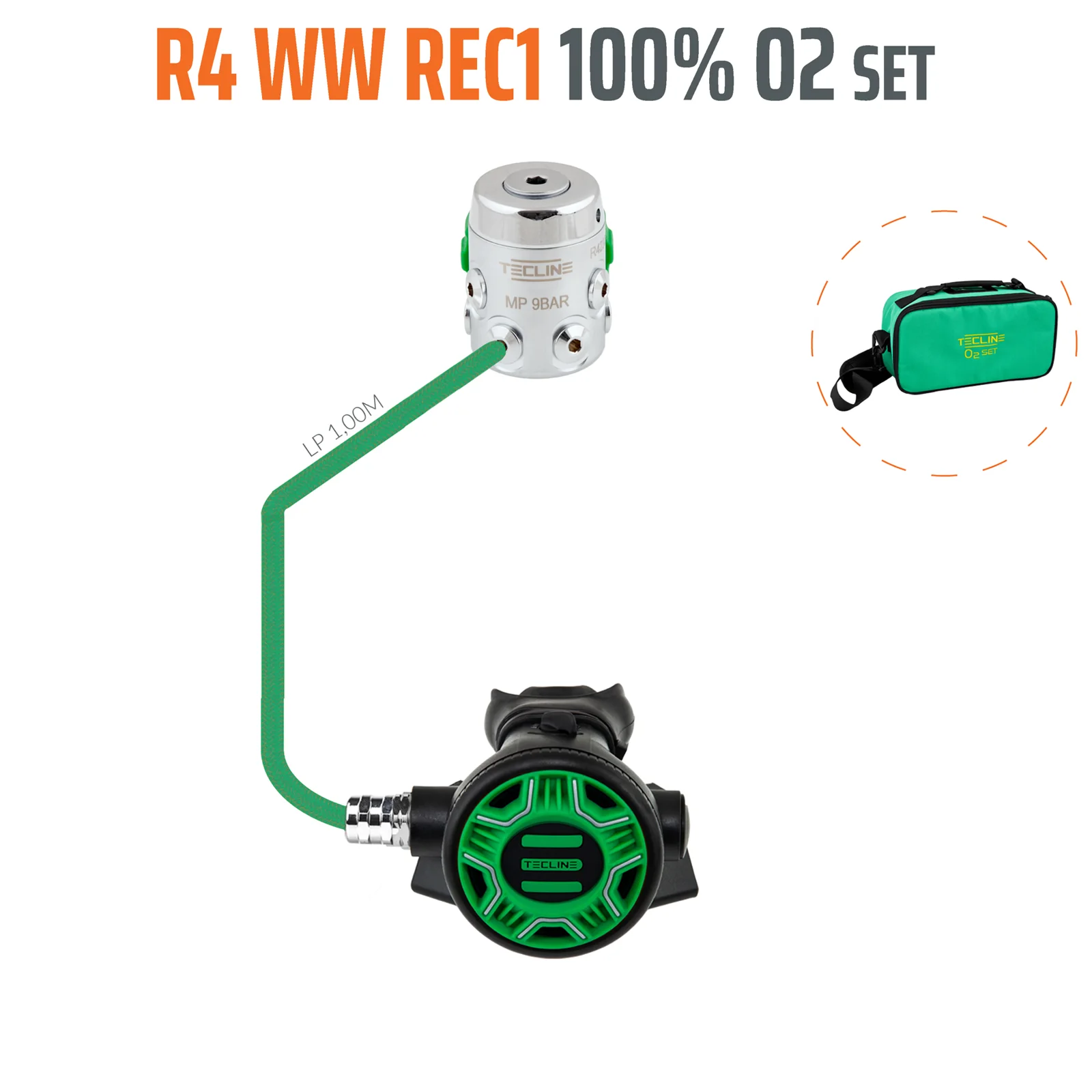 Regulator R4 WW REC1 100% O2 M26x2, stage set - EN250A > 10°C