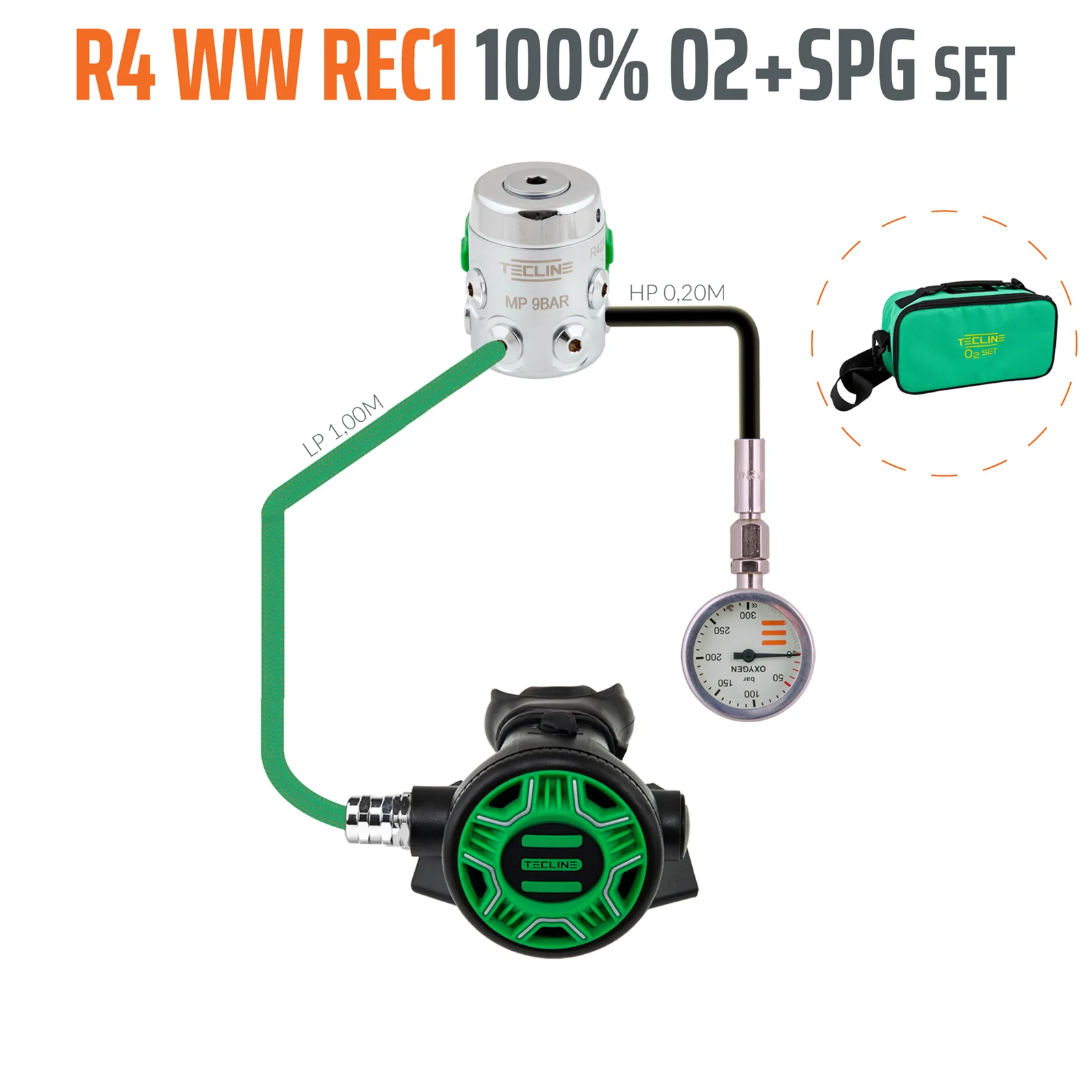 Regulator R4 WW REC1 100% O2 M26x2, with SPG stage set - EN250A > 10°C