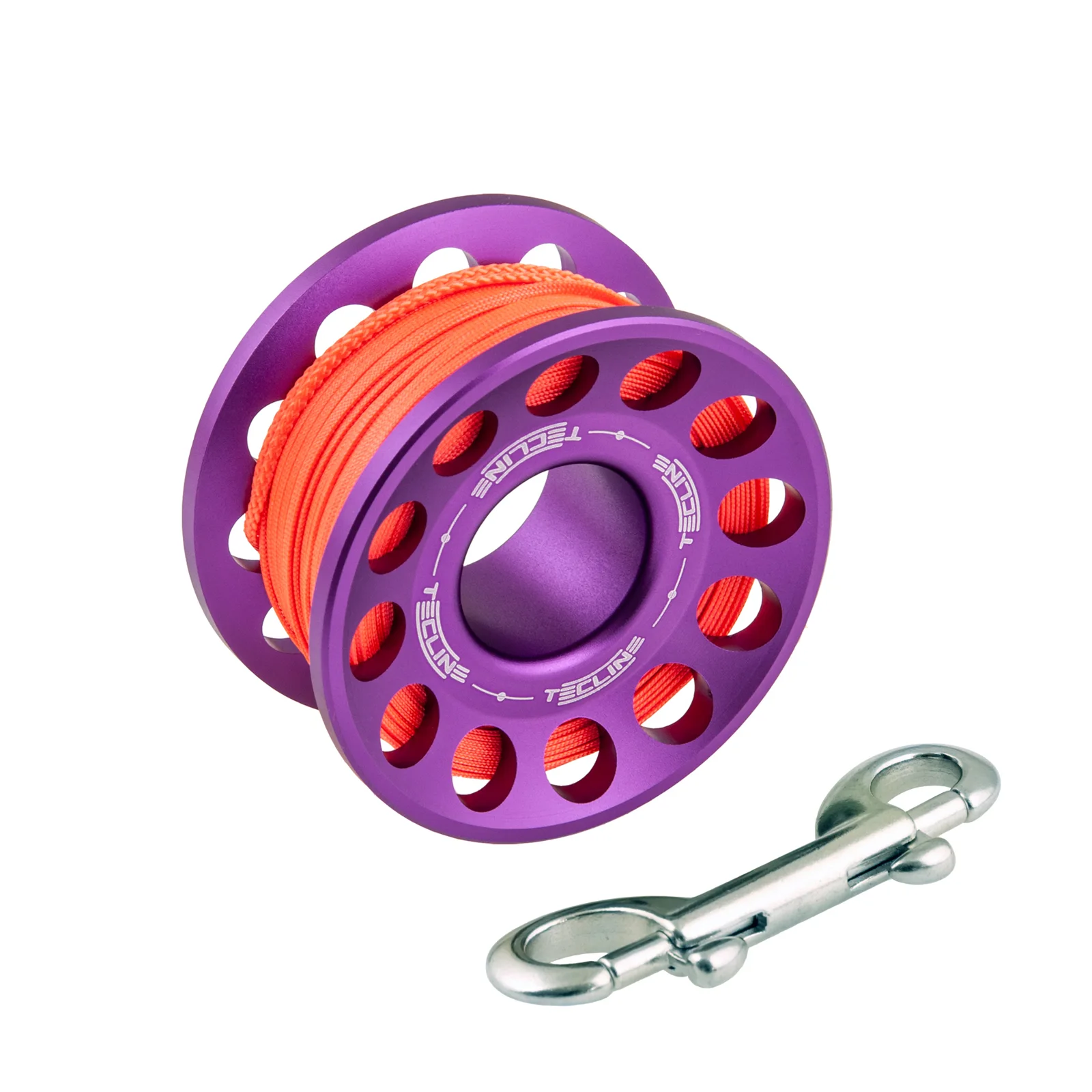 Spool alu purple 30 m, with SS 90 mm snap