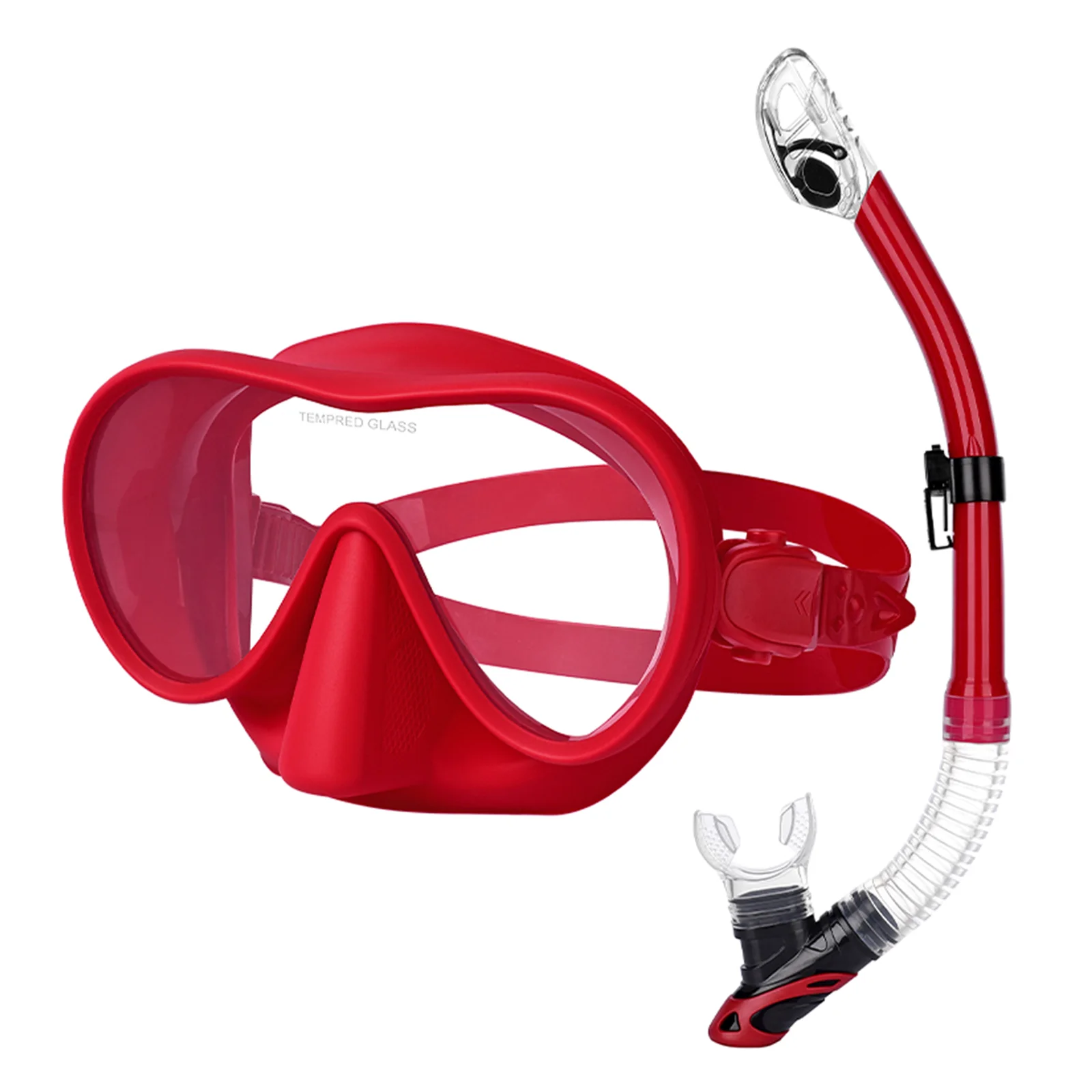 Tecline Frameless SV mask size S + snorkel, red set - Tecline