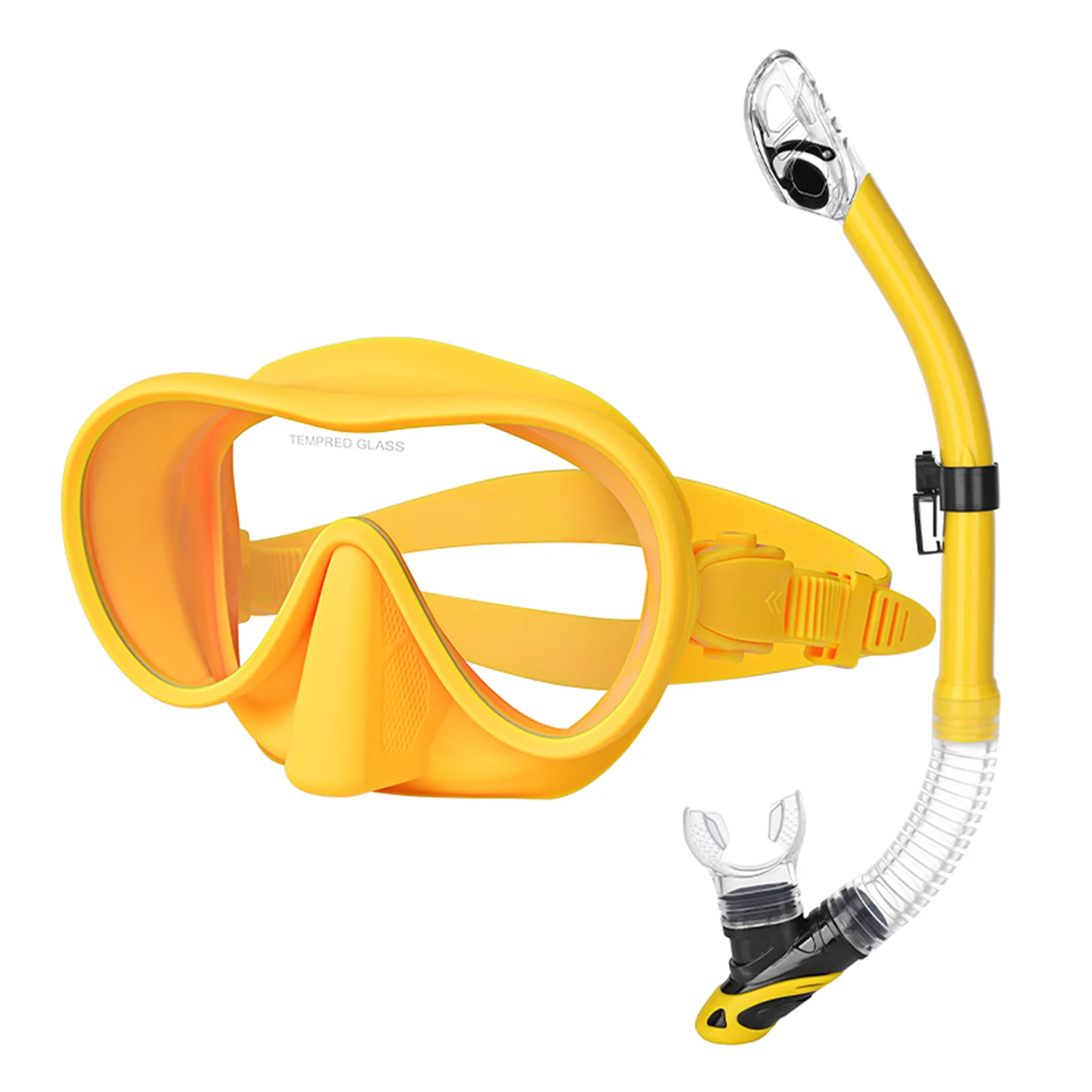 Tecline Frameless SV mask size M/L + snorkel, yellow set - Tecline