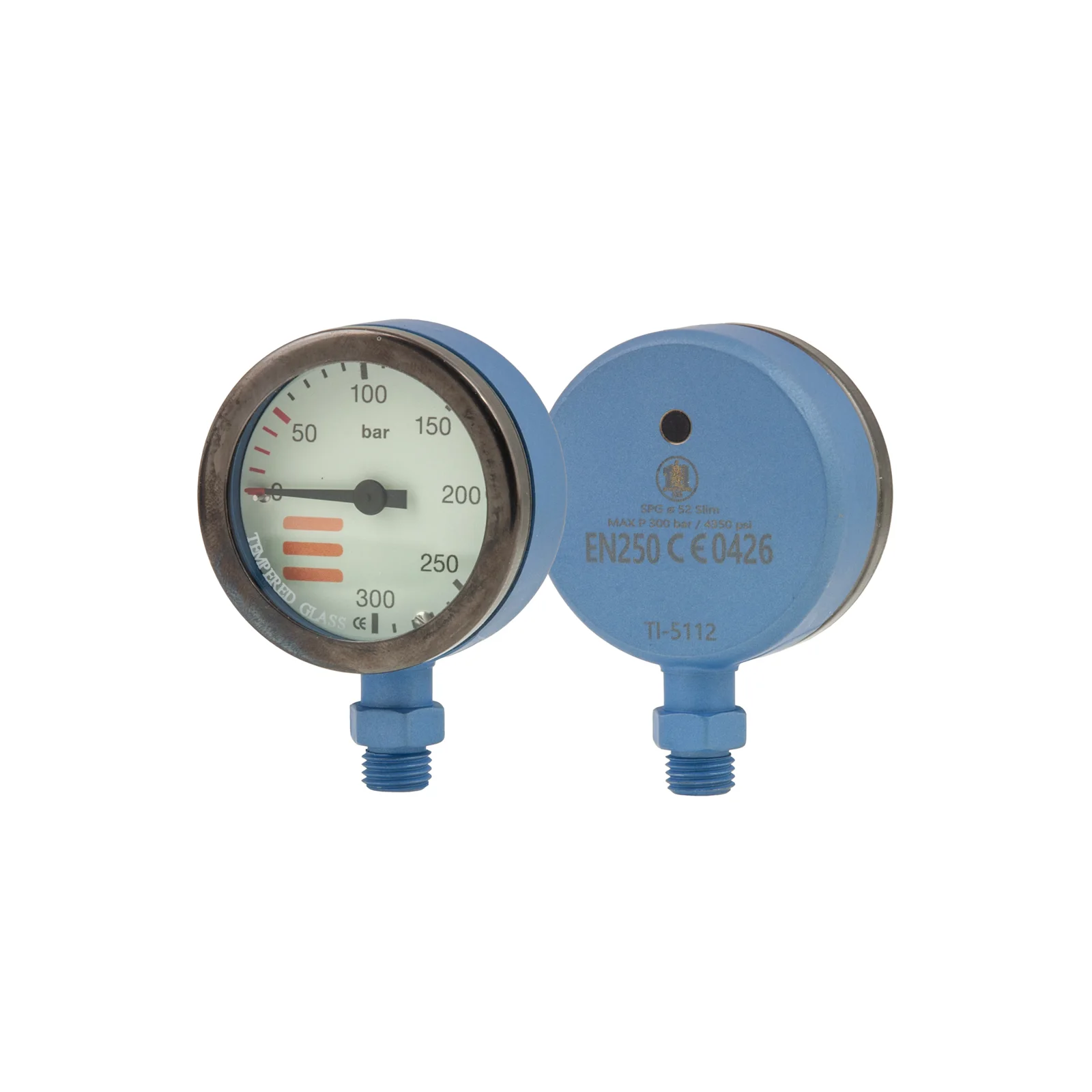 SPG diam 52 mm, scale 300 bar, working pressure 230 bar, blue - head only