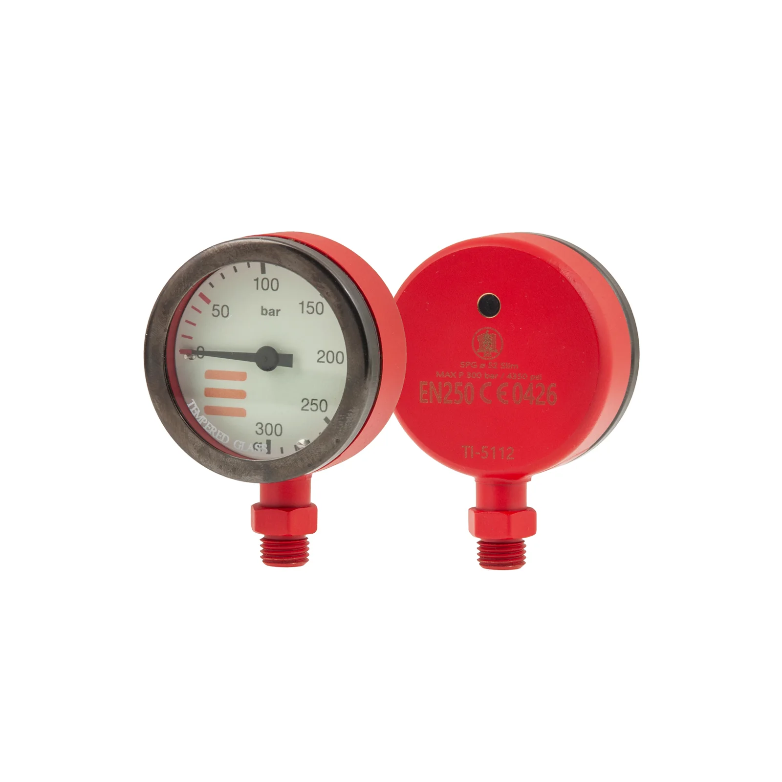 SPG diam 52 mm, scale 300 bar, working pressure 230 bar, red - head only