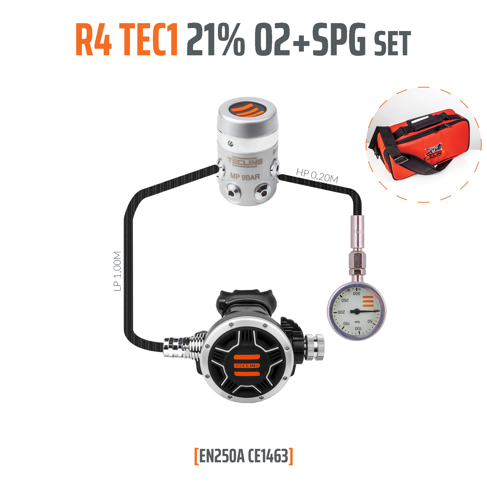 Regulator R4 TEC1 21% O2 G5/8 with SPG,  stage set - EN250A