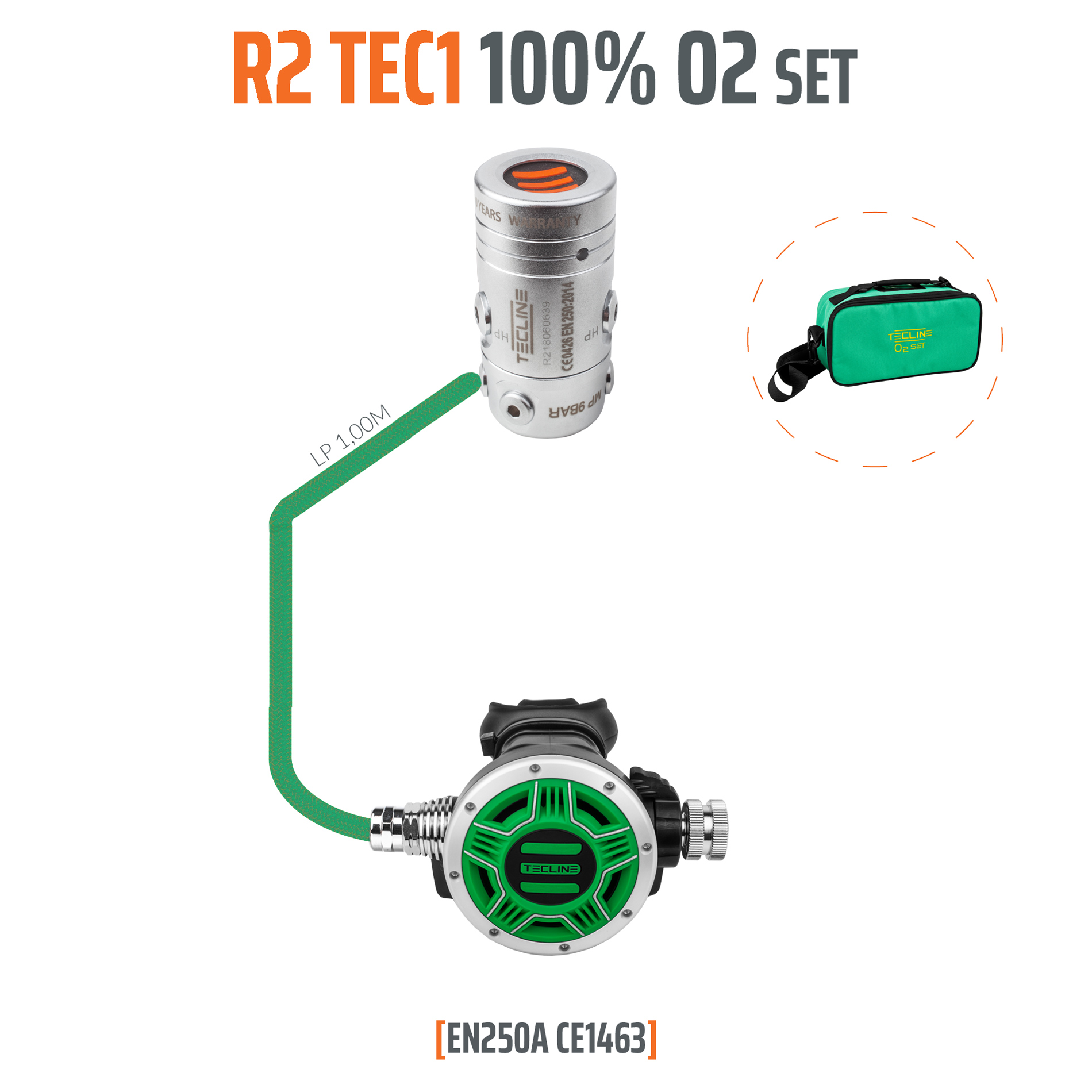 Regulator R2 TEC1 100% O2 M26x2, stage set - EN250A