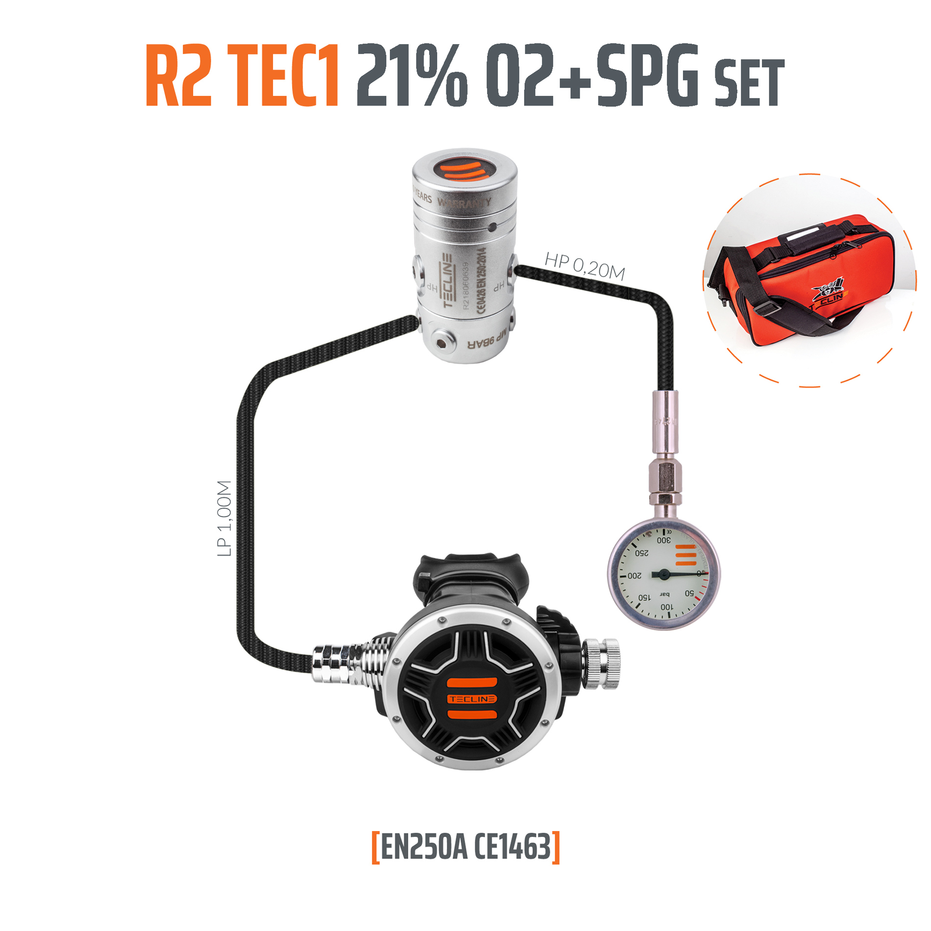 Regulator  R2 TEC1 21% O2 G5/8 with SPG, stage set - EN250A