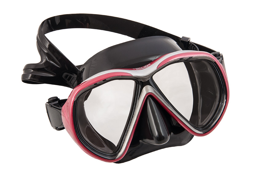 Mask Tiara II, black silicone, metal ruby frame - Asia fit