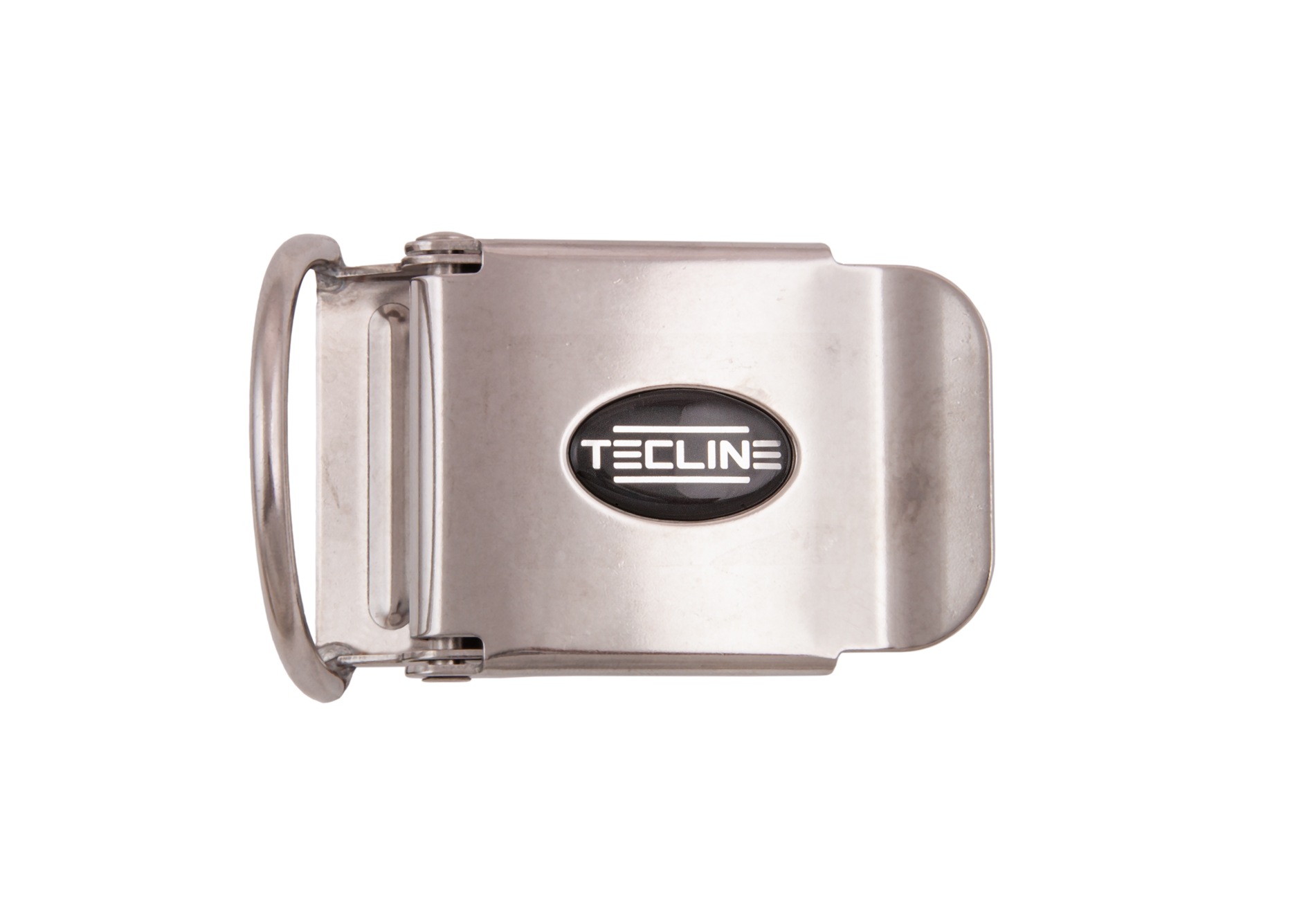 SS belt buckle 50 mm with d-ring and logo - TecLine