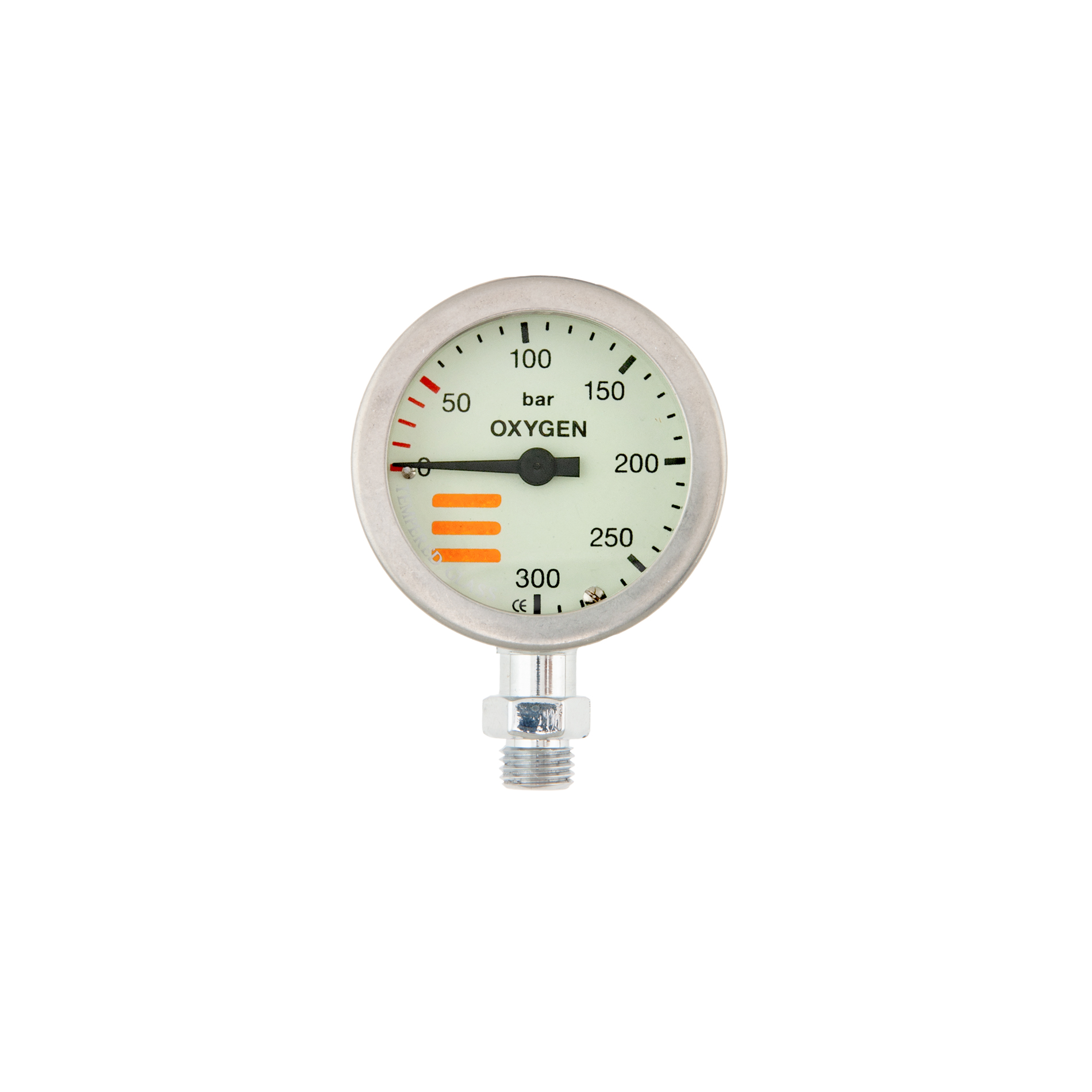 SPG diam 52 mm O2, scale 300 bar, working pressure 230 bar, chrome - head only