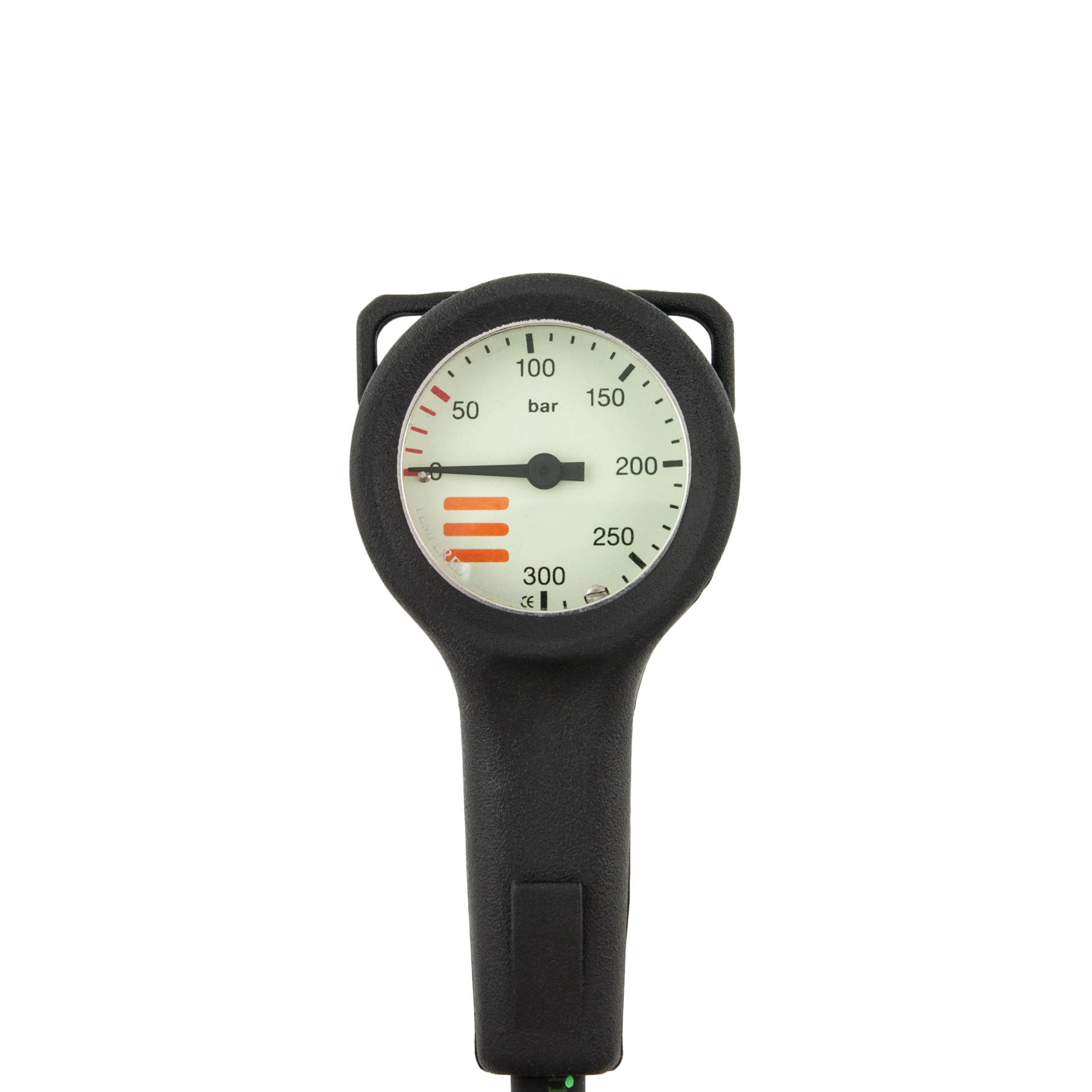 SPG TecLine Slim 52 mm, scale 300 bar, working pressure 230 bar, HP hose 80 cm