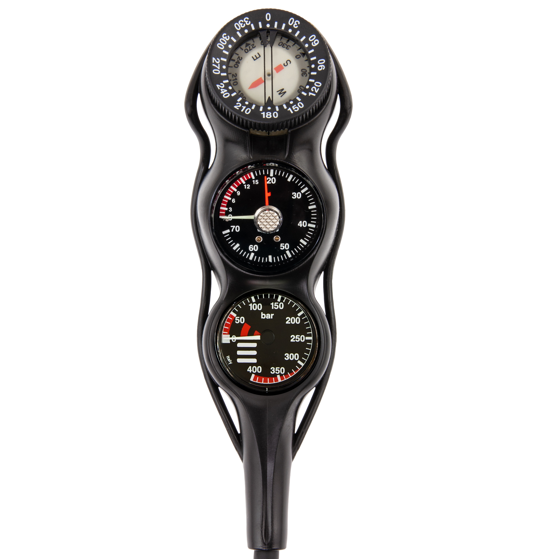 Console Tecline EVO III, SPG 52 mm, scale 400 bar+depthgauge+compass, HP hose 80 cm - Military Line