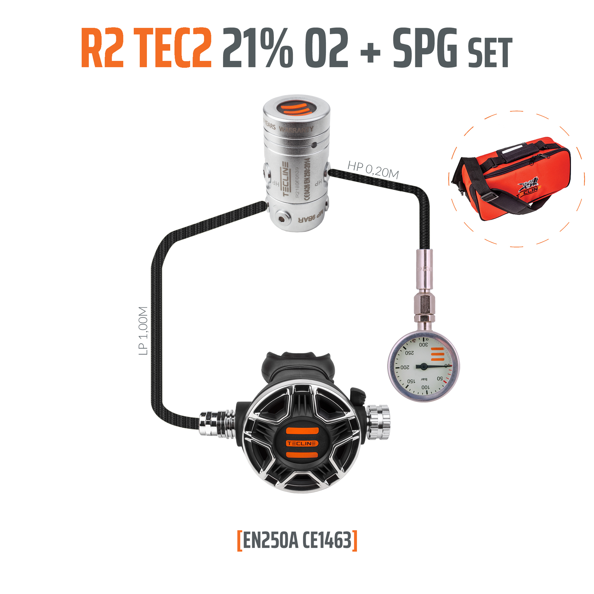 Regulator R2 TEC2 21% O2 G5/8 with SPG, stage set - EN250A