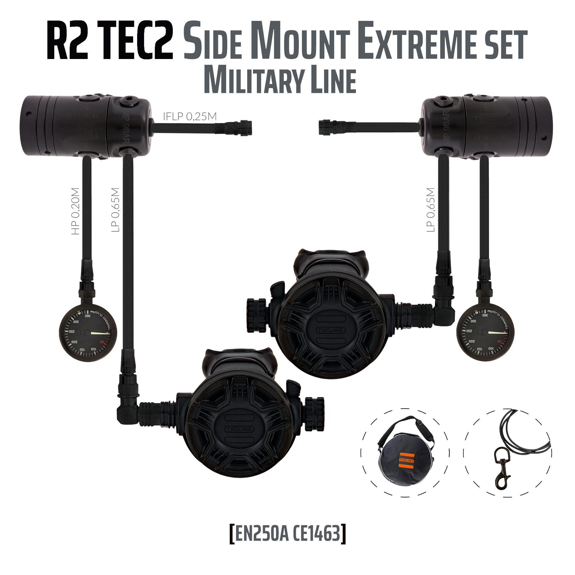 Regulator R2 TEC2 rev. Side Mount Extreme set - EN250A - Military Line
