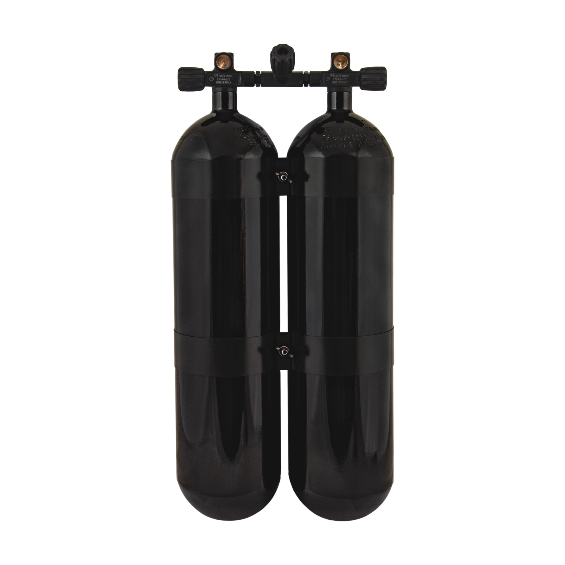 Double tank 2 x 12L, 171mm, 232 bar, Eurocylinder, 60 mm SS tank bands, manifold -