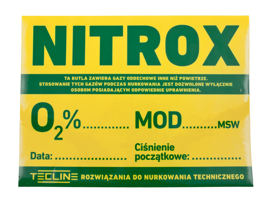 Information sticker NITROX 20 x 15 cm (pol. ver.)
