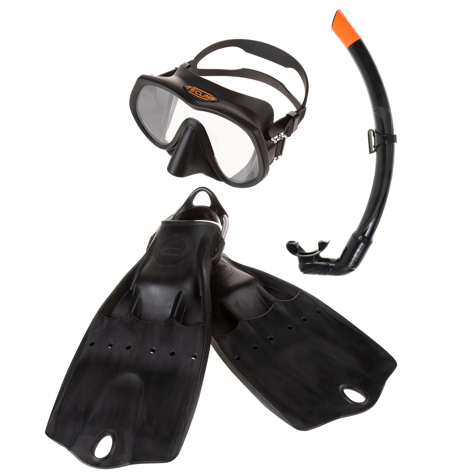 Conjunto máscara Frameless Super View, tubo y aletas LightJet - negro