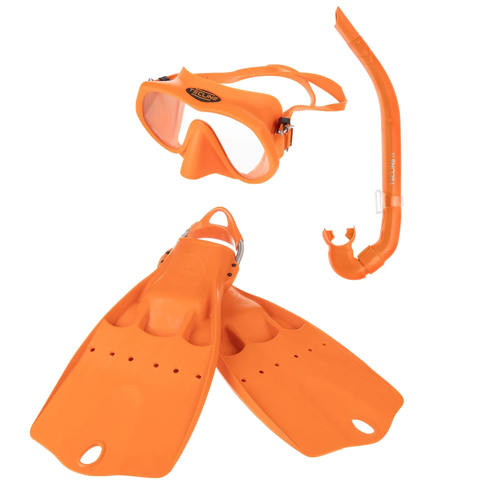 Conjunto máscara Frameless Super View, tubo y aletas LightJet - naranja