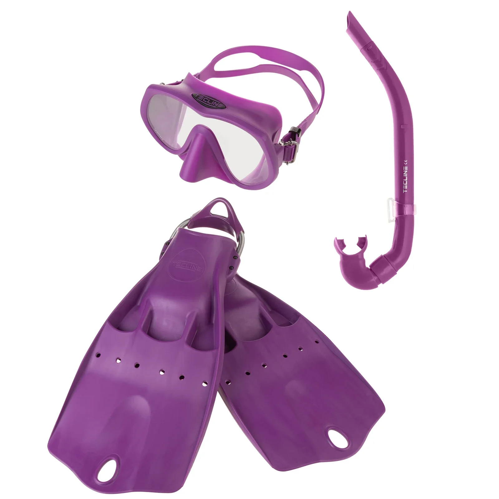 Conjunto máscara Frameless Super View, tubo y aletas LightJet - violeta